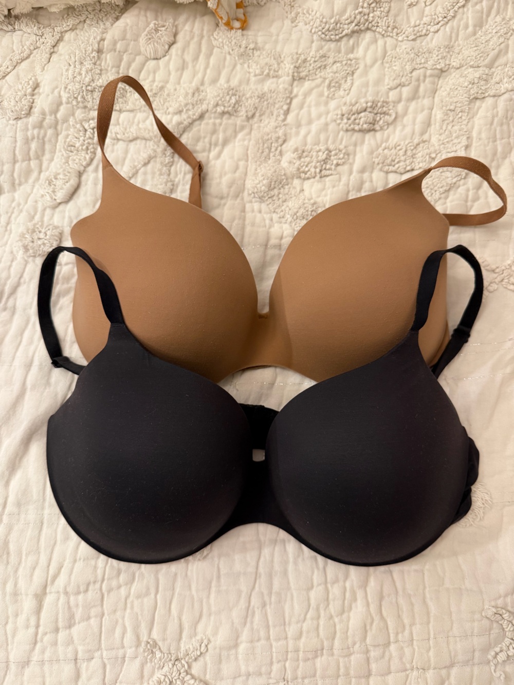 Auden Embedded Wire Demi Bras in Black and Tan